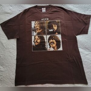 The Beatles Let It Be 2004, Brown Graphic T-Shirt, 2XL, 100% Cotton